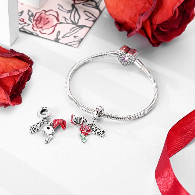 Amarante Jewelry Rose & Love You Message Charm
