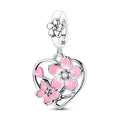 Amarante Jewelry Rotating Cherry Blossom Heart Dangle Charm