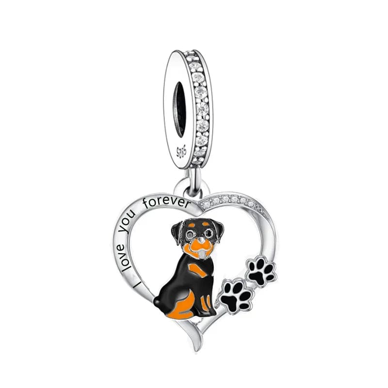 Amarante Jewelry Rottweiler Forever Love Heart Charm