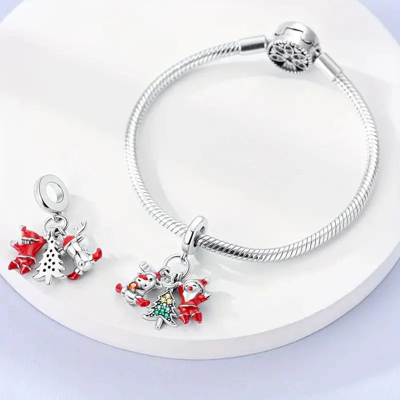 Amarante Jewelry Santa, Reindeer & Christmas Tree Triple Dangle Charm