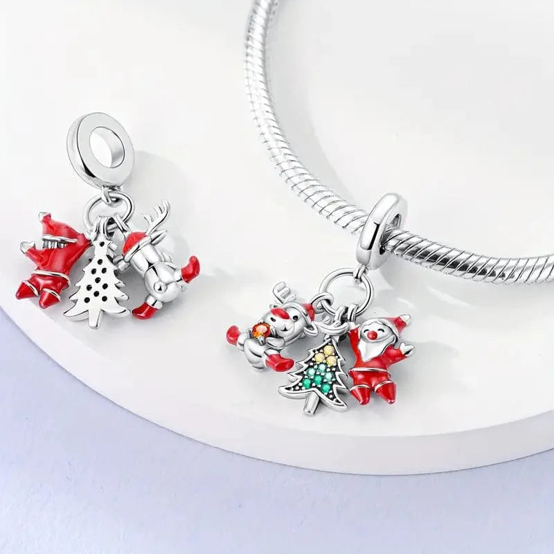Amarante Jewelry Santa, Reindeer & Christmas Tree Triple Dangle Charm