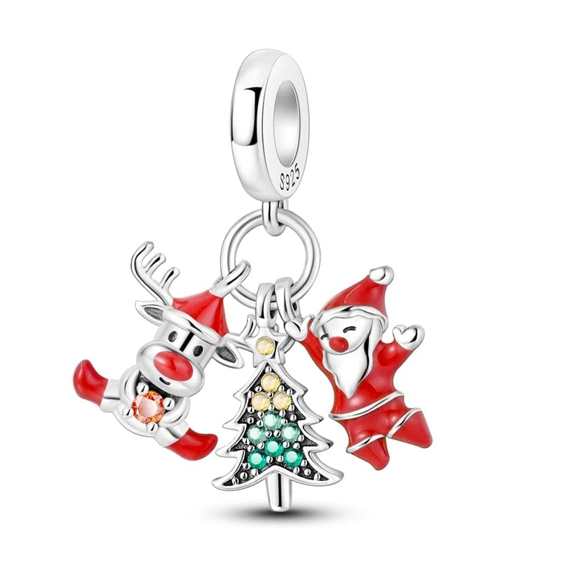 Amarante Jewelry Santa, Reindeer & Christmas Tree Triple Dangle Charm