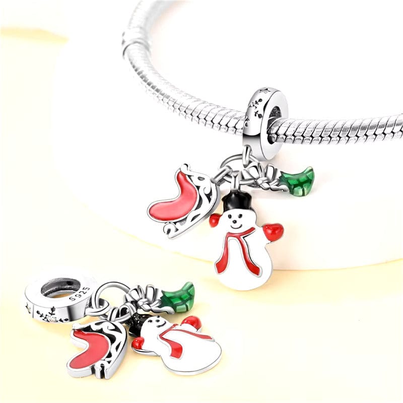 Amarante Jewelry Santa Sleigh, Snowman & Stocking Dangle Charm