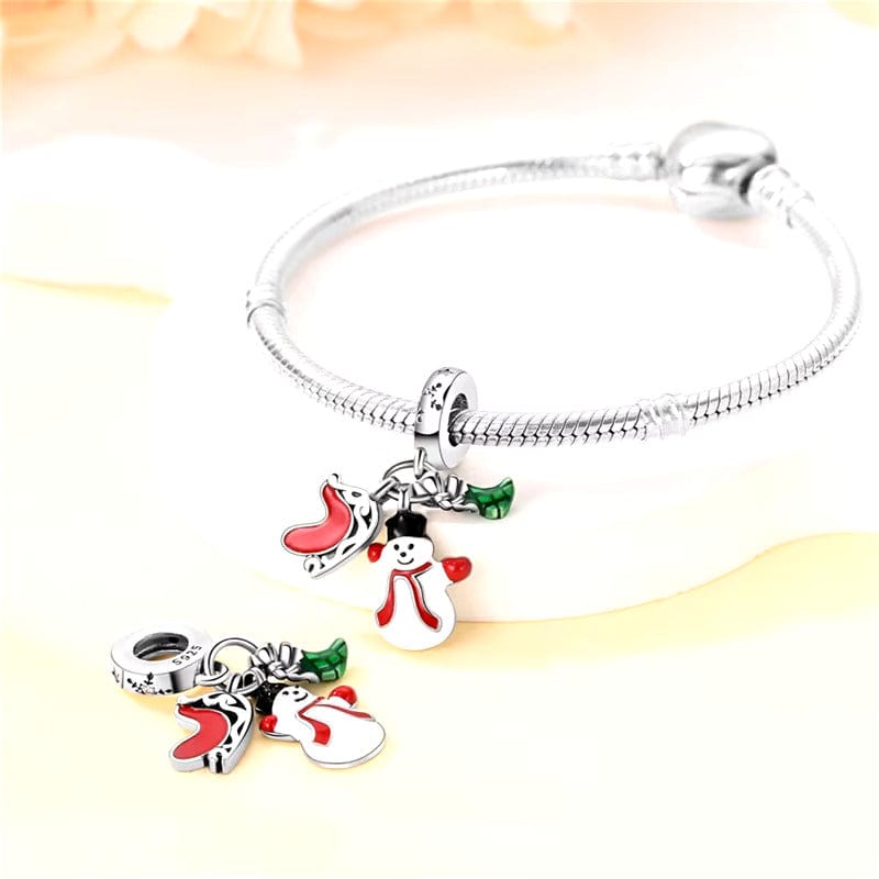 Amarante Jewelry Santa Sleigh, Snowman & Stocking Dangle Charm