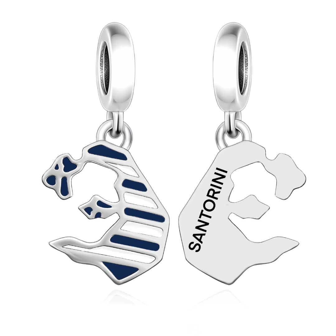 Amarante Jewelry Santorini Island Map Flag Dangle Charm