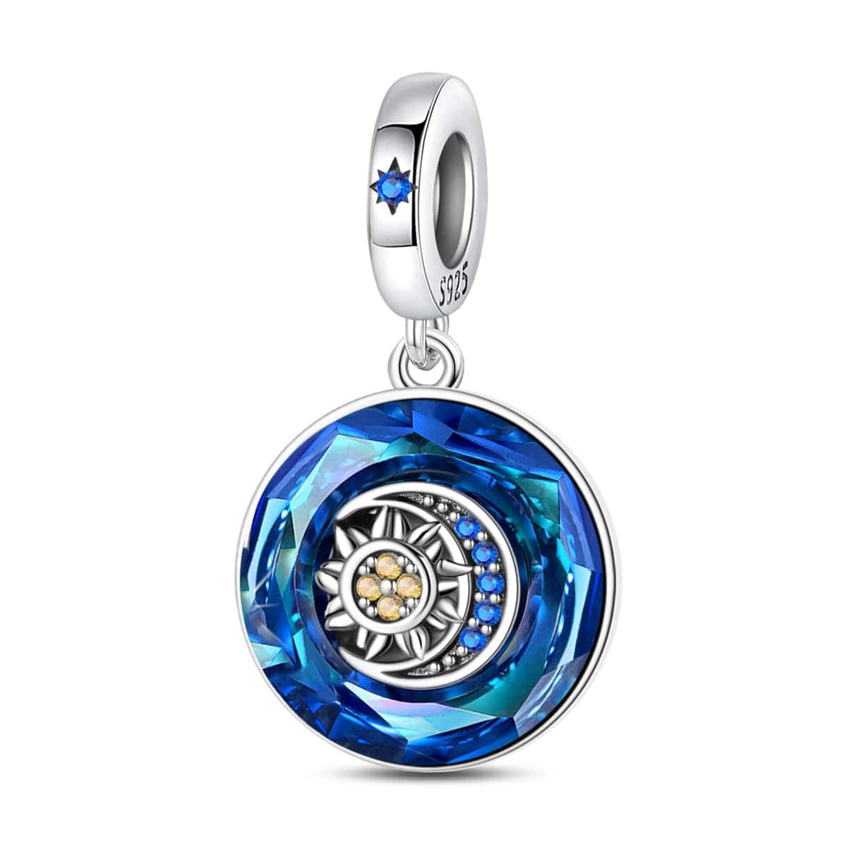 Amarante Jewelry Sapphire Blue Crystal Charm with Sun & Moon Accent
