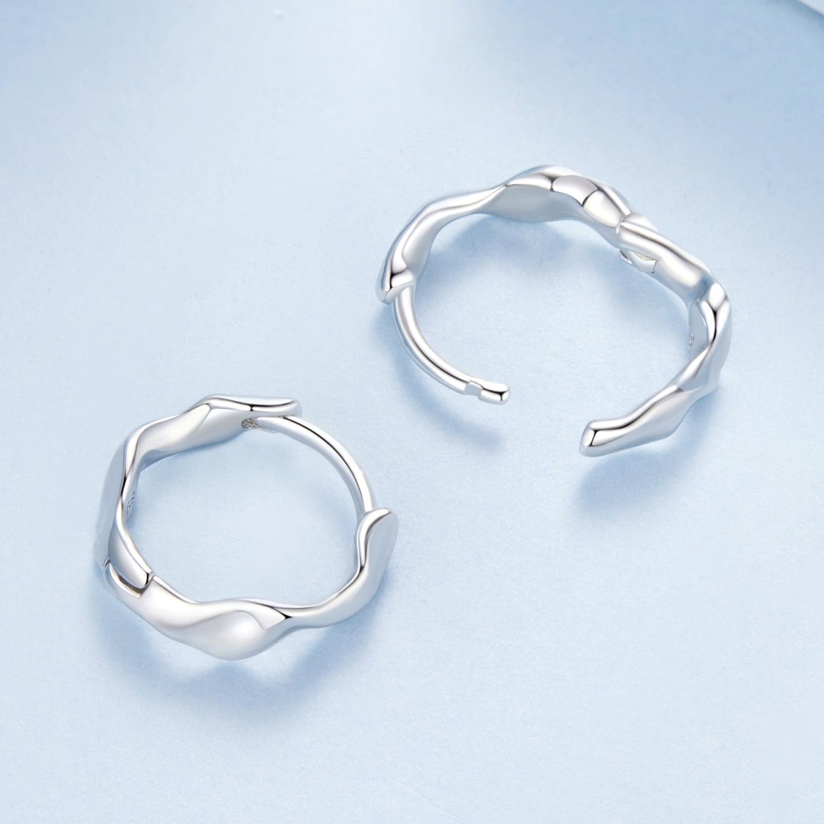 Amarante Jewelry Sculpted Silver Wave Hoop Earrings