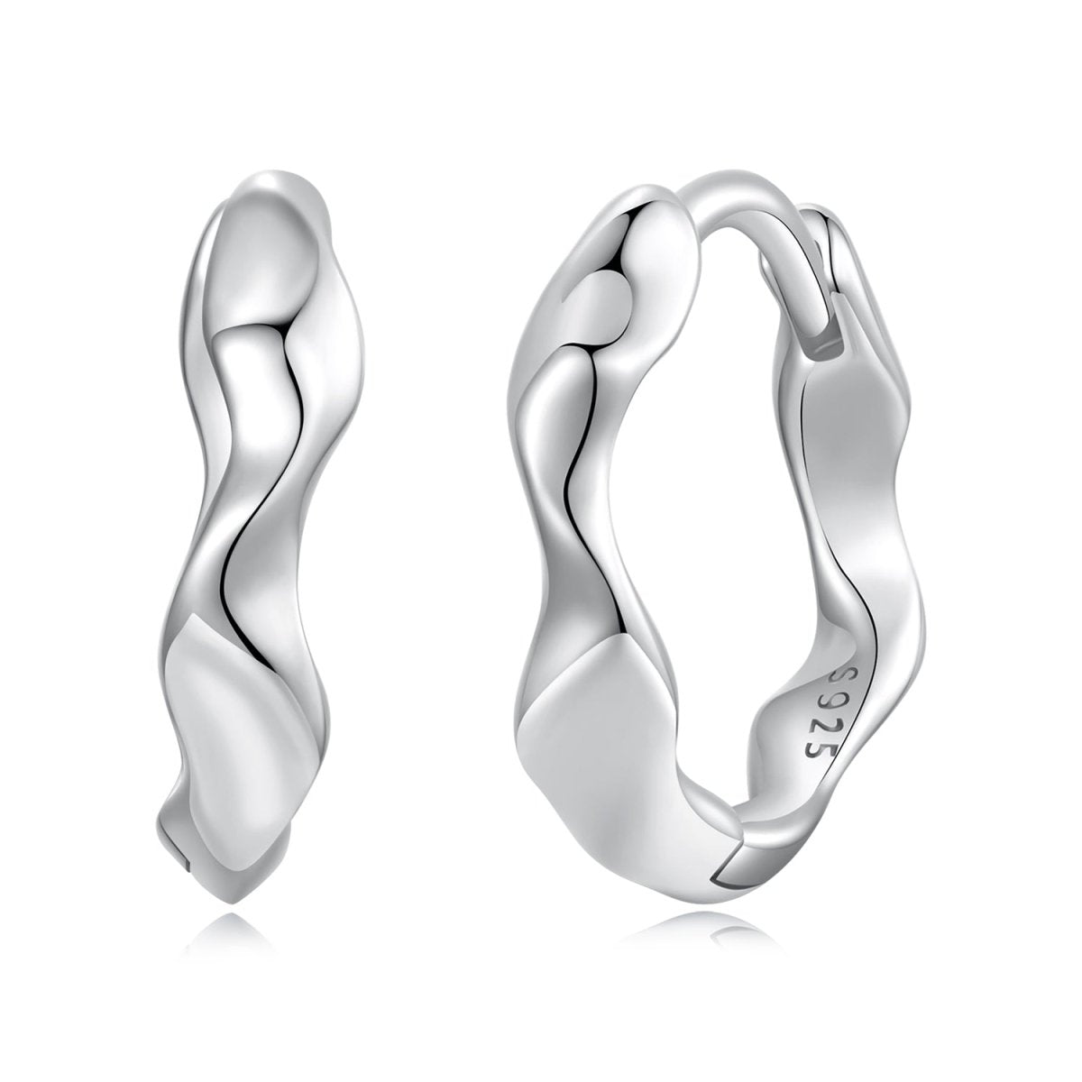 Amarante Jewelry Sculpted Silver Wave Hoop Earrings