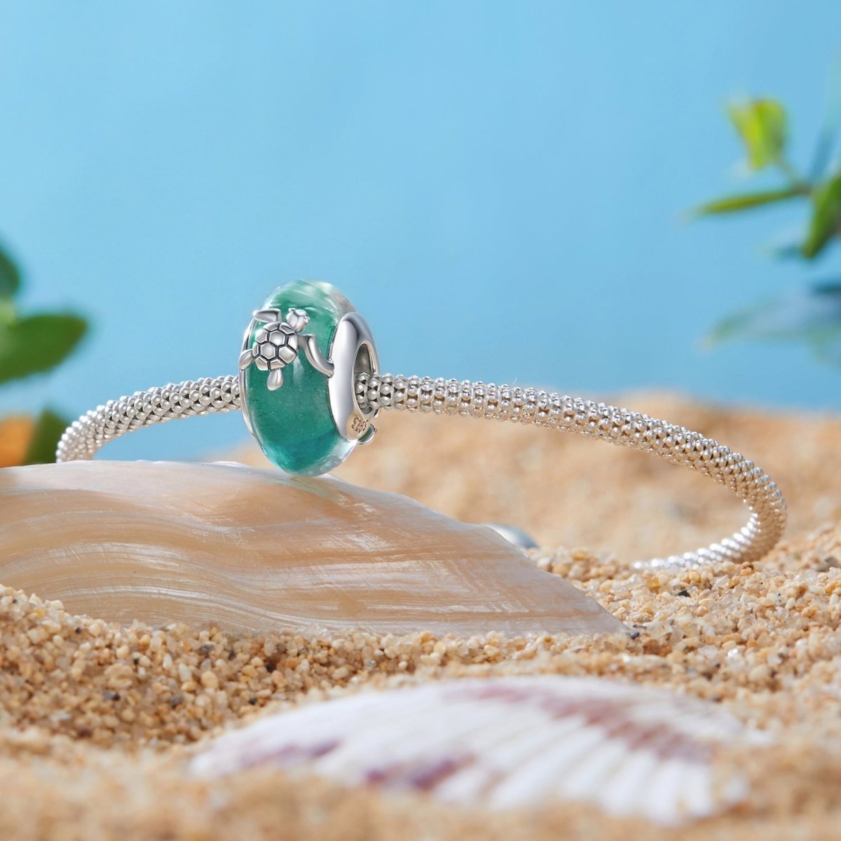 Amarante Jewelry Sea Turtle with Ocean Wave Murano Charm