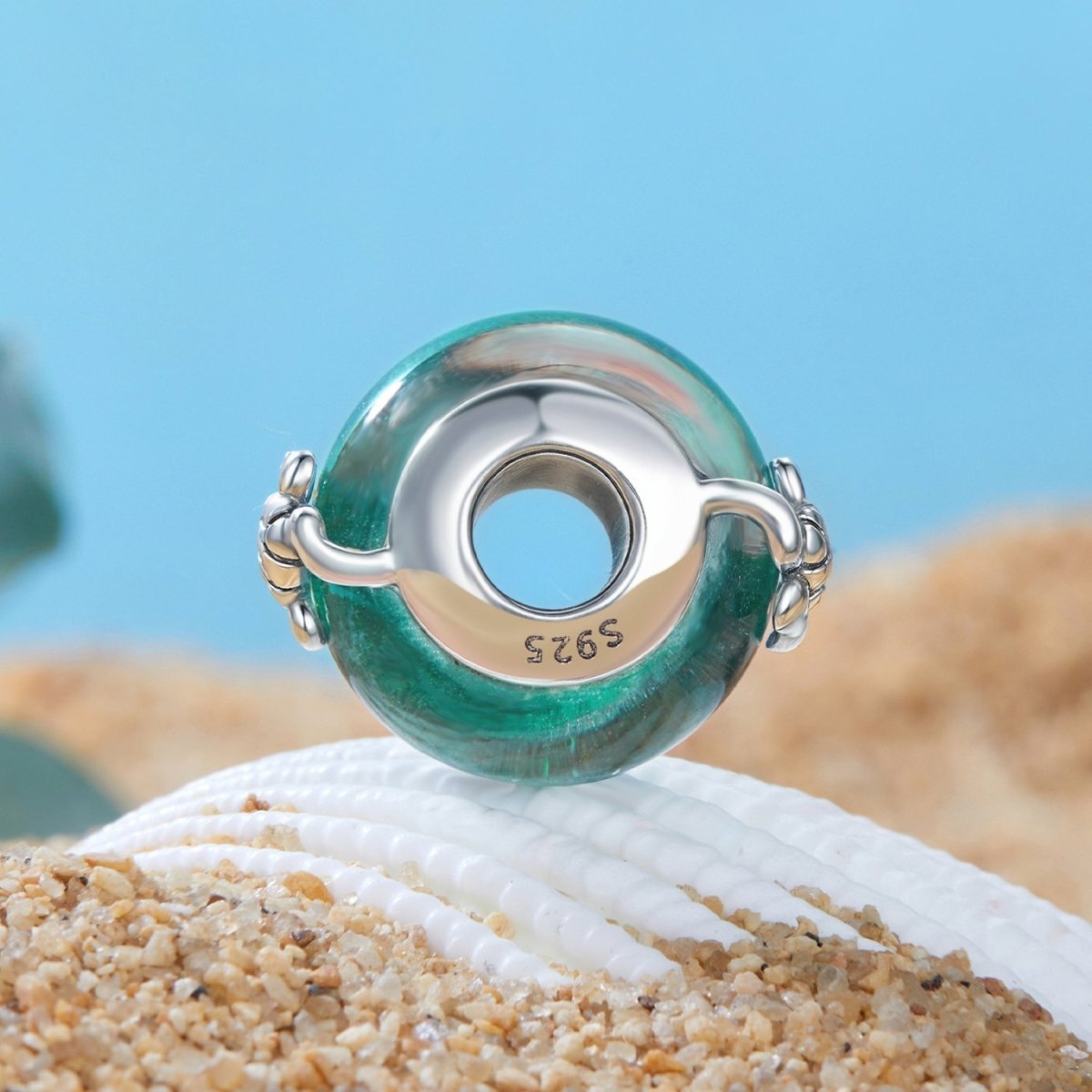 Amarante Jewelry Sea Turtle with Ocean Wave Murano Charm
