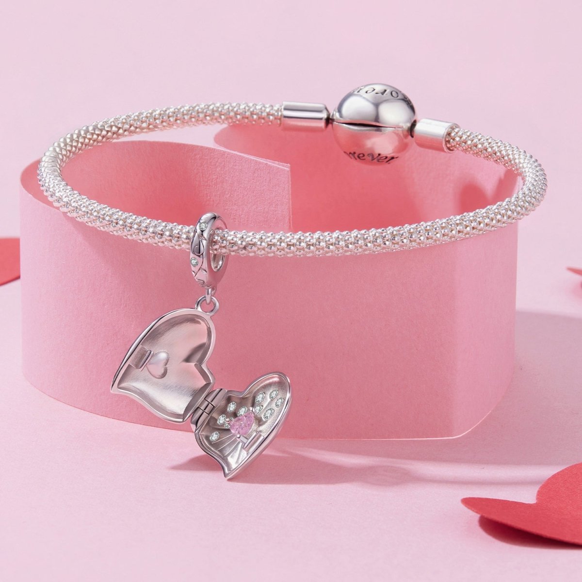 Amarante Jewelry Secret Pink Heart Locket Dangle Charm