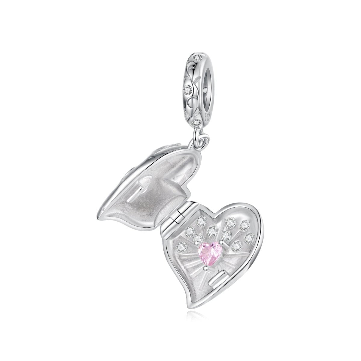 Amarante Jewelry Secret Pink Heart Locket Dangle Charm