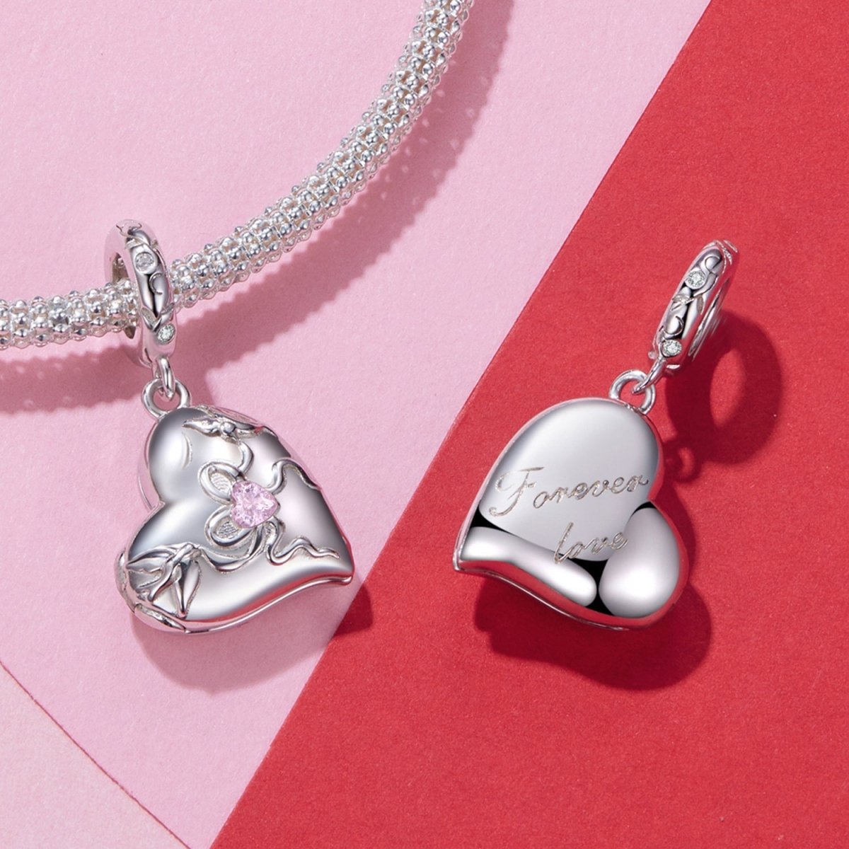 Amarante Jewelry Secret Pink Heart Locket Dangle Charm