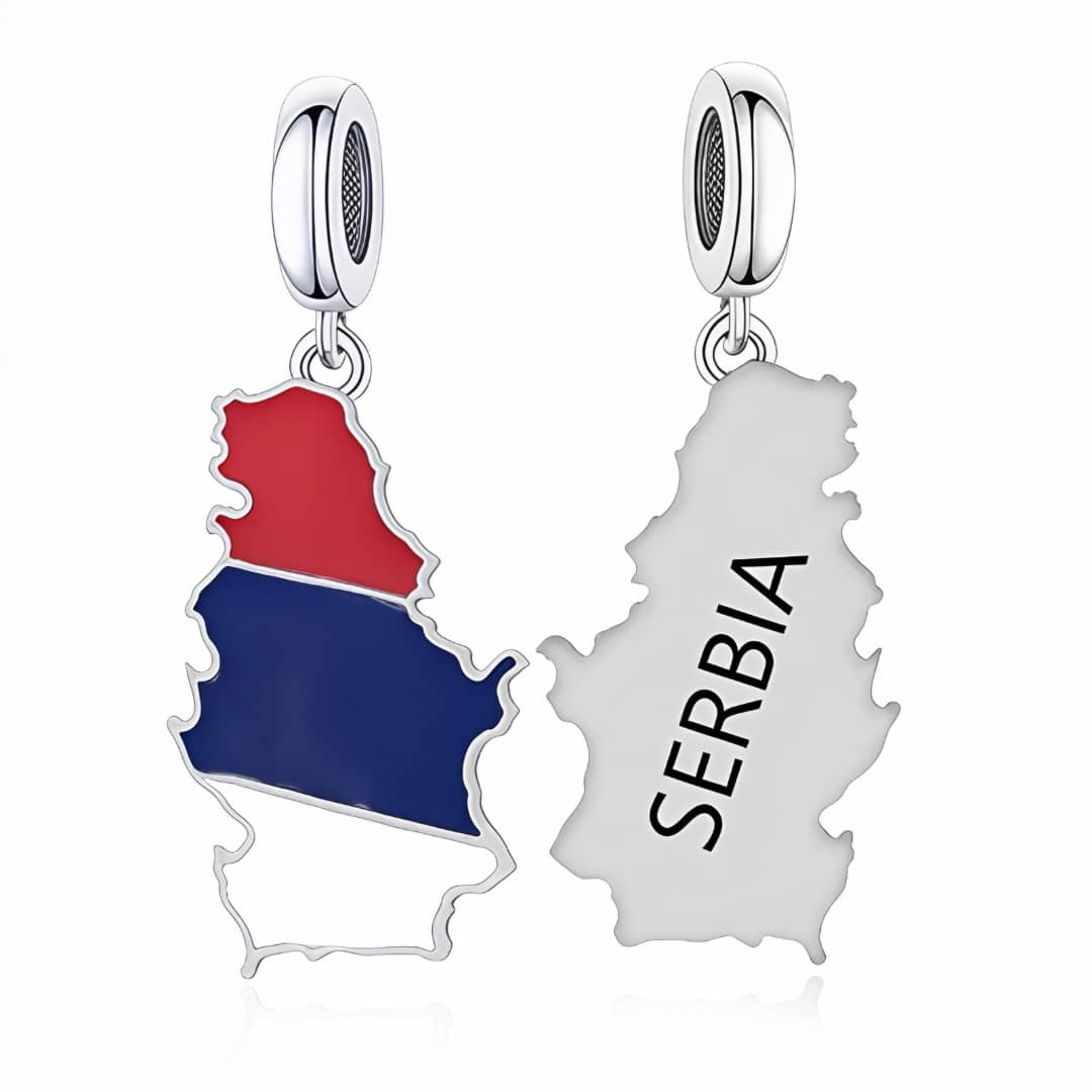 Amarante Jewelry Serbia Map Flag Dangle Charm