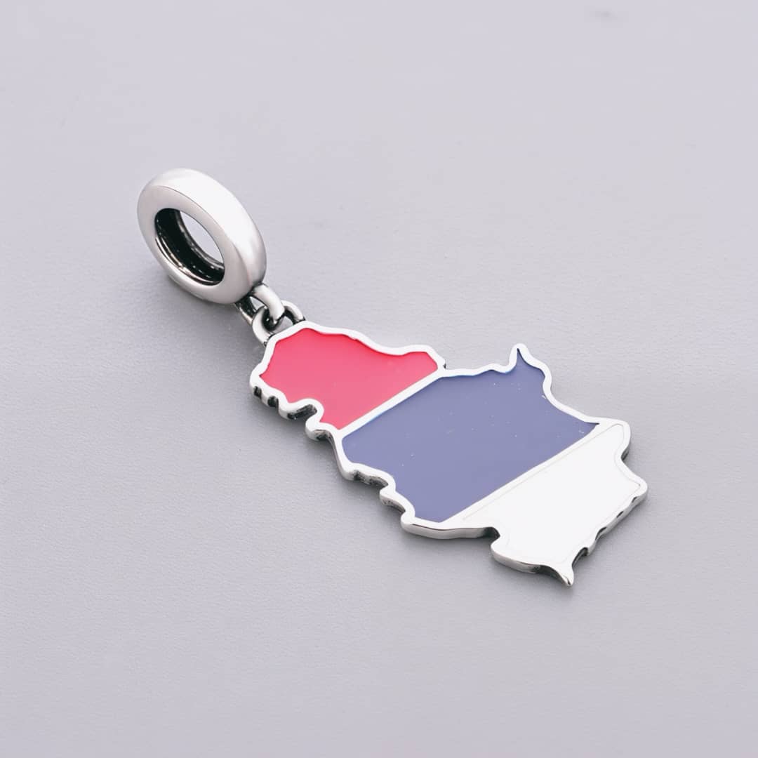 Amarante Jewelry Serbia Map Flag Dangle Charm
