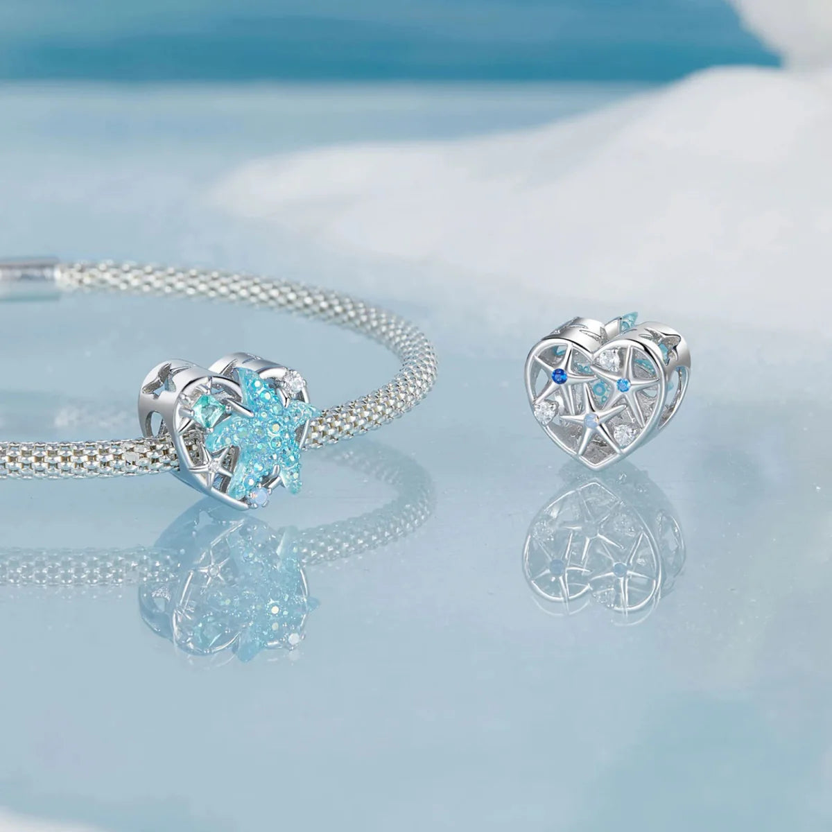 Amarante Jewelry Shimmering Starfish & Ocean Heart Charm