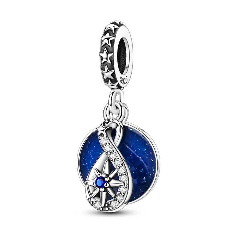 Amarante Jewelry Shooting Star Galaxy & Love You Inscription Double Dangle Charm