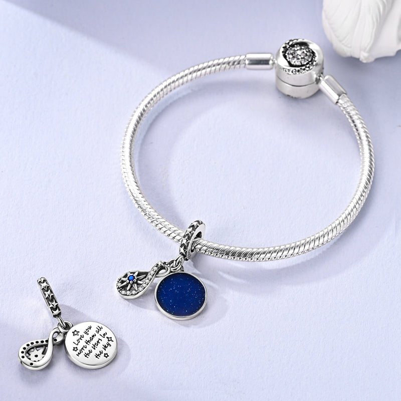 Amarante Jewelry Shooting Star Galaxy & Love You Inscription Double Dangle Charm
