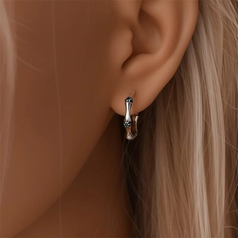 Amarante Jewelry Silver Bamboo Hoop Earrings