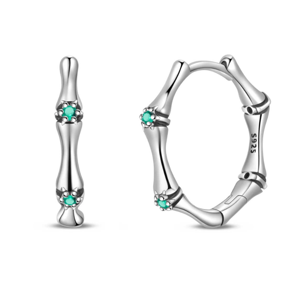 Amarante Jewelry Silver Bamboo Hoop Earrings