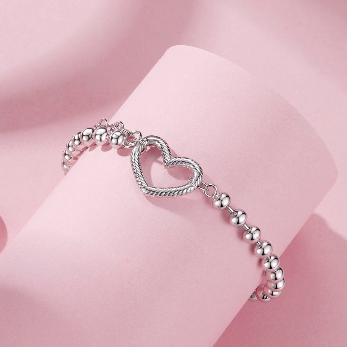 Amarante Jewelry Silver Heart Beaded Bracelet