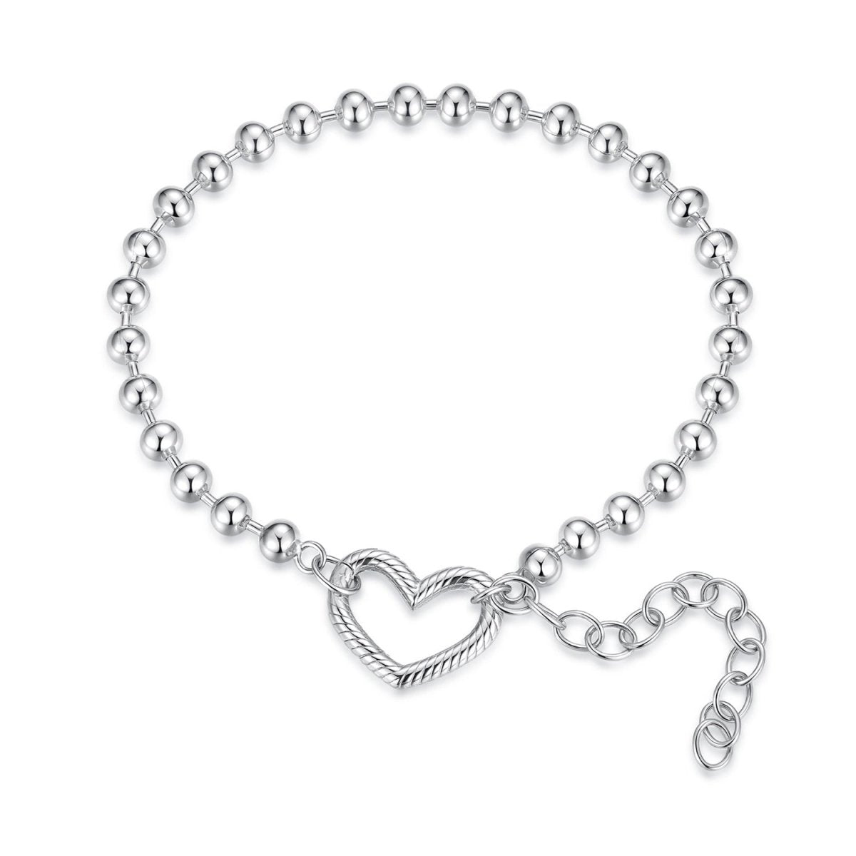 Amarante Jewelry Silver Heart Beaded Bracelet