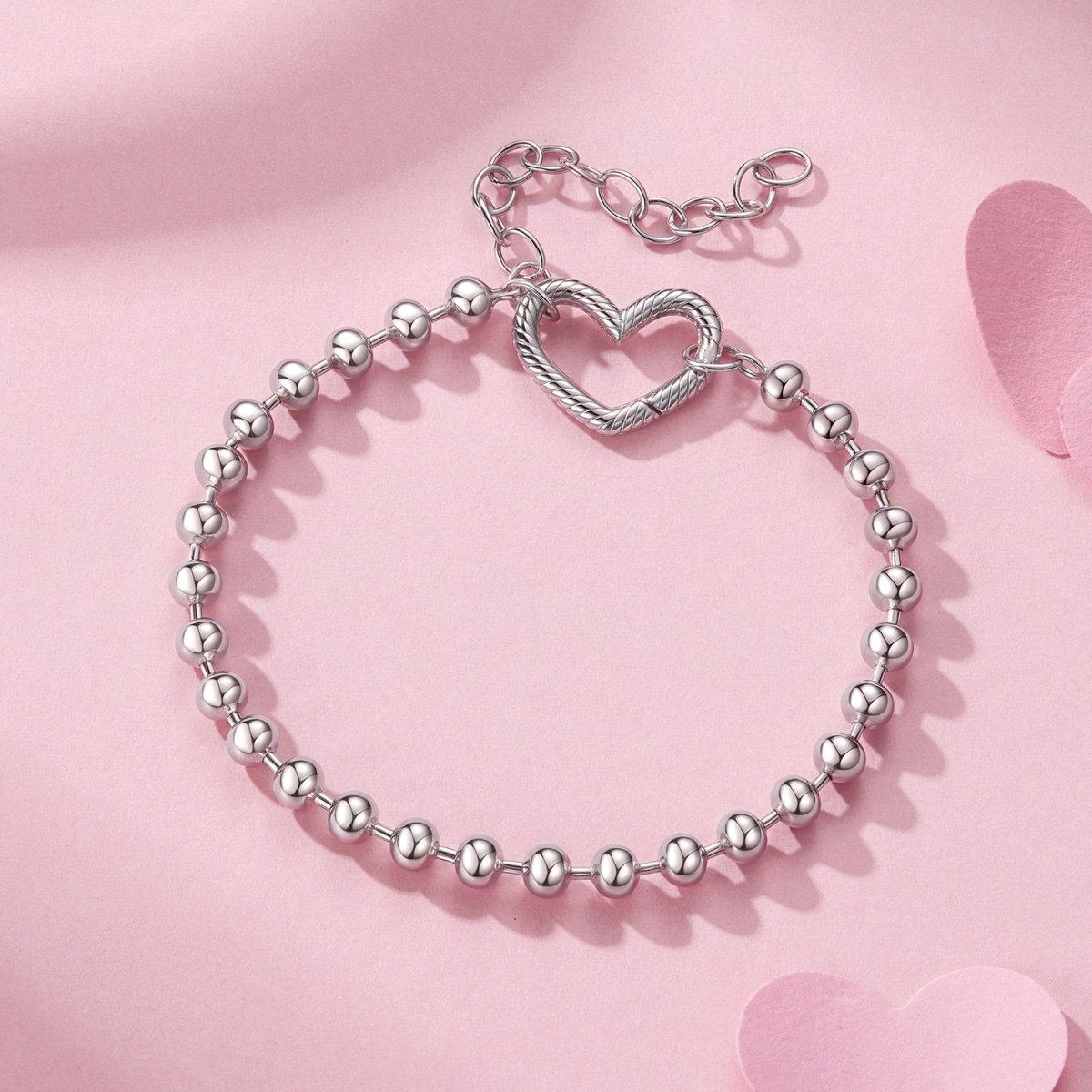 Amarante Jewelry Silver Heart Beaded Bracelet