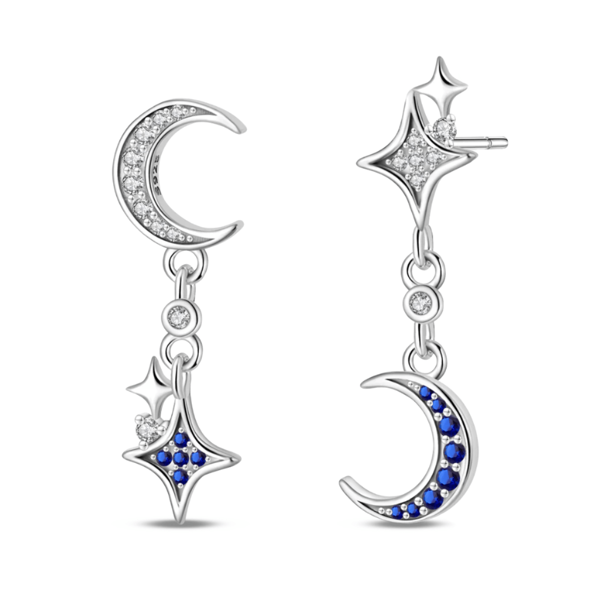 Amarante Jewelry Silver Moon & Star Dangle Earrings
