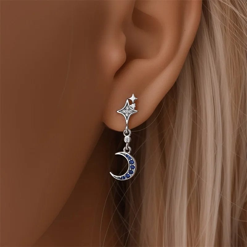 Amarante Jewelry Silver Moon & Star Dangle Earrings