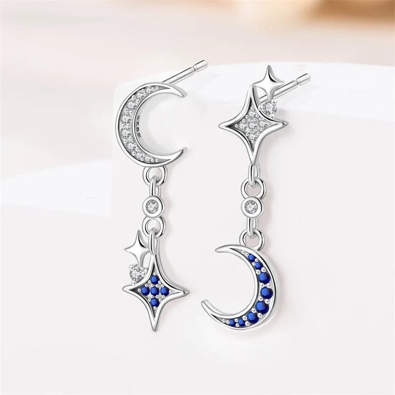 Amarante Jewelry Silver Moon & Star Dangle Earrings