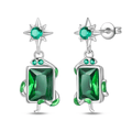 Amarante Jewelry Silver Star & Green Gemstone Vine Drop Earrings