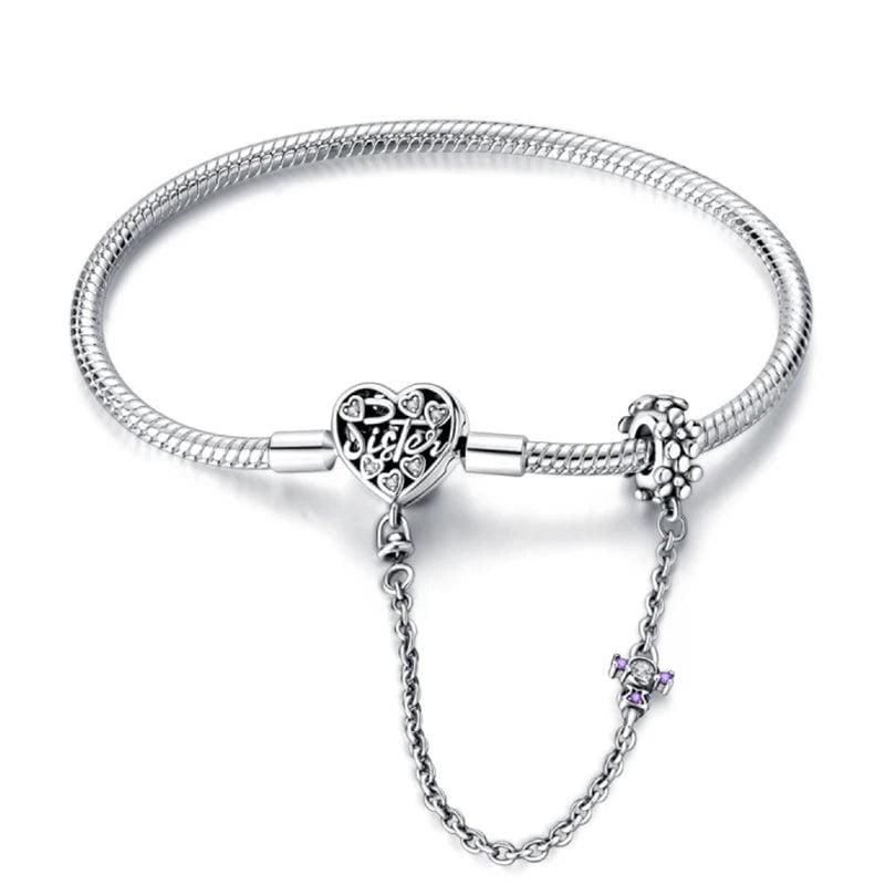 Amarante Jewelry Sister Heart Charm Bracelet with Safety Chain