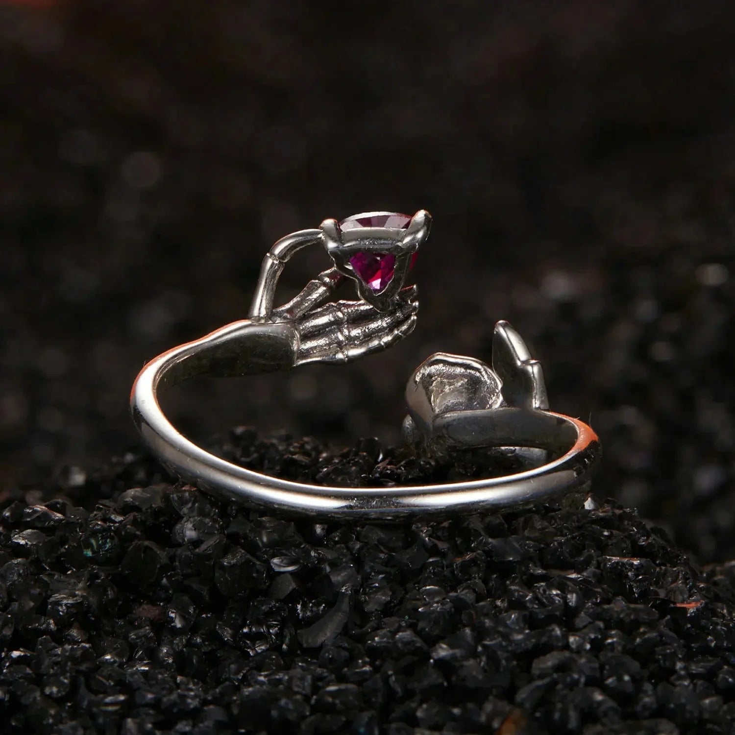 Amarante Jewelry Skeleton Hand & Rose Ring