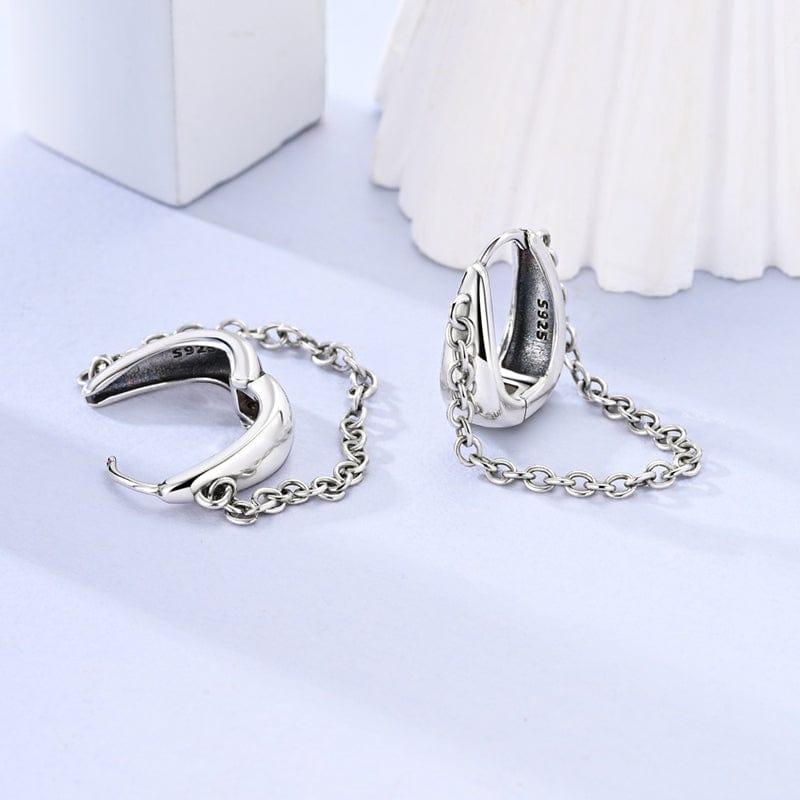 Amarante Jewelry Sleek Chain Drop Huggie Hoops