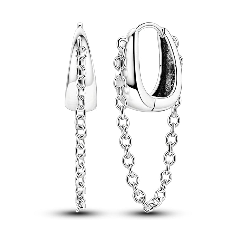 Amarante Jewelry Sleek Chain Drop Huggie Hoops