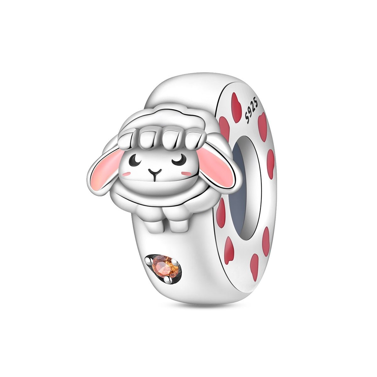 Amarante Jewelry Sleeping Lamb & Pink Hearts Charm