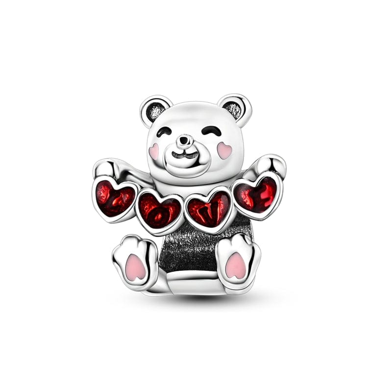 Amarante Jewelry Smiling Bear Holding Red Hearts Charm