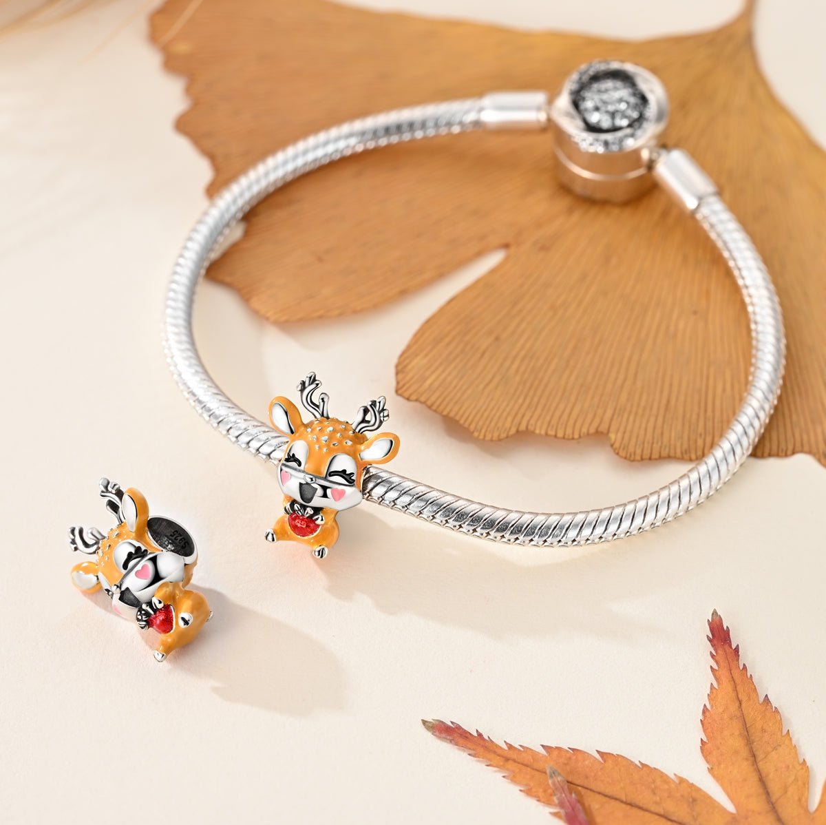 Amarante Jewelry Smiling Deer with Red Heart Charm
