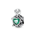 Amarante Jewelry Smiling Turtle with Green Heart Charm