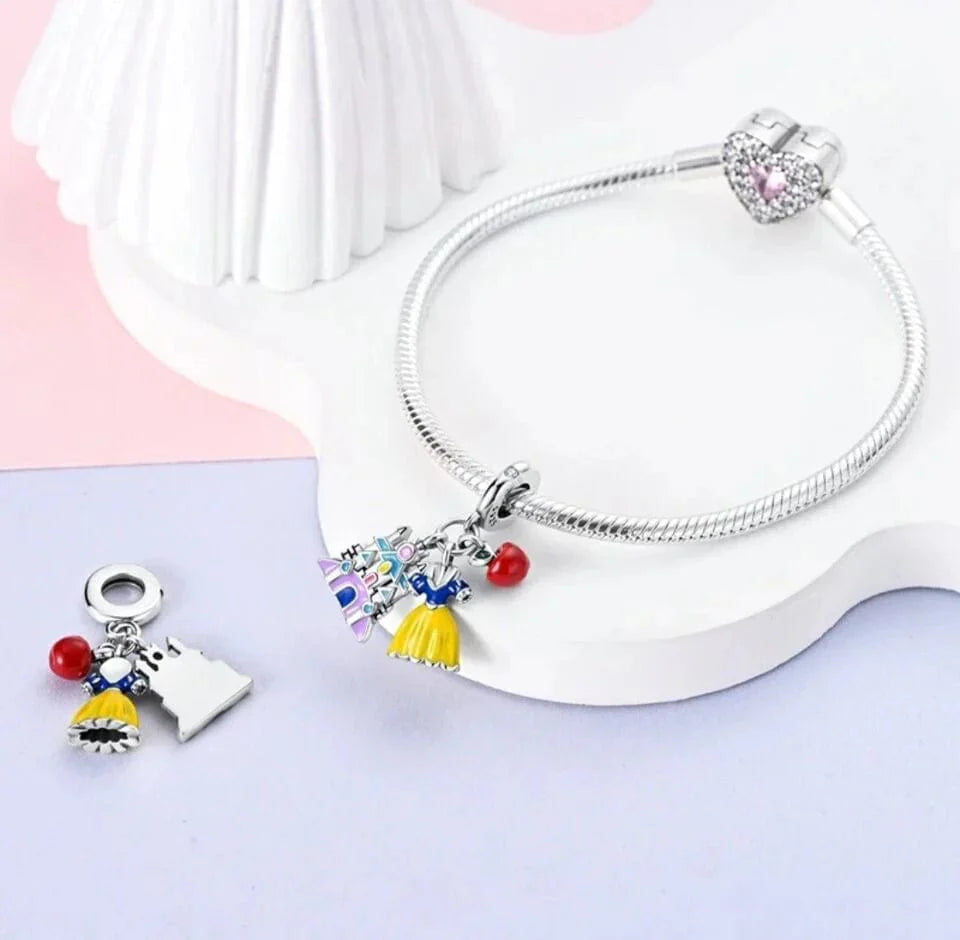 Amarante Jewelry Snow White Dress, Apple & Castle Triple Dangle Charm