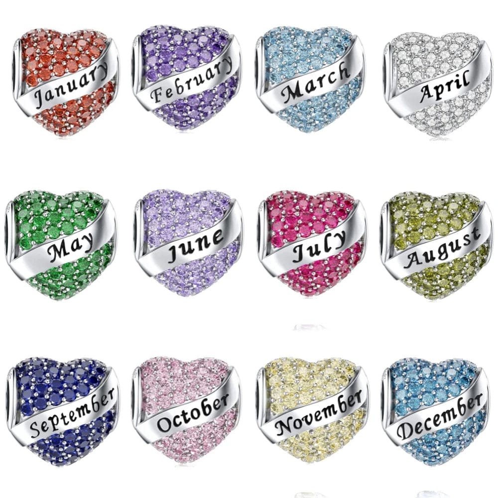 Amarante Jewelry Sparkling Birthstone Heart Charms