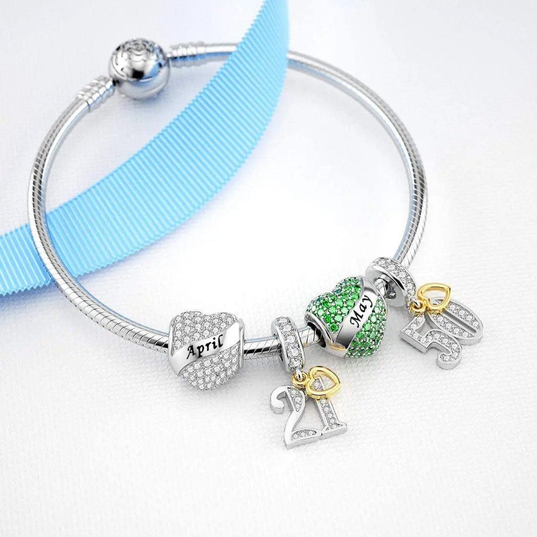Amarante Jewelry Sparkling Birthstone Heart Charms