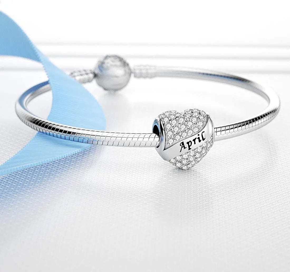 Amarante Jewelry Sparkling Birthstone Heart Charms