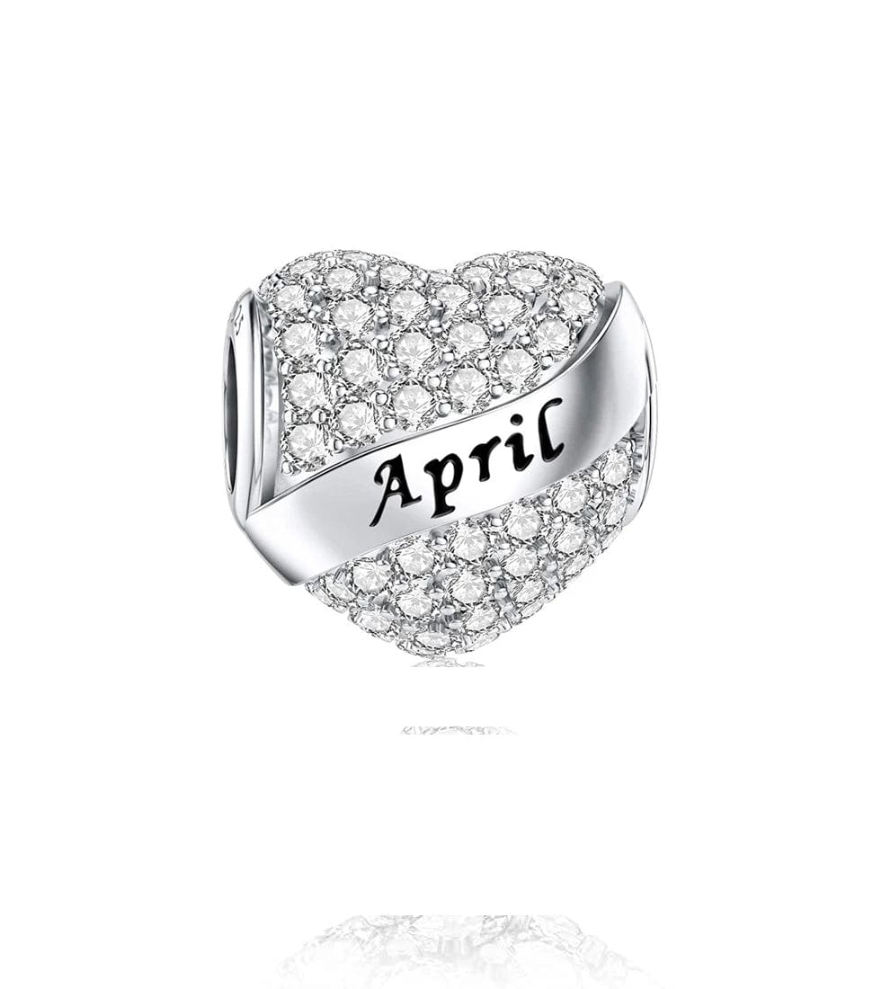 Amarante Jewelry Sparkling Birthstone Heart Charms
