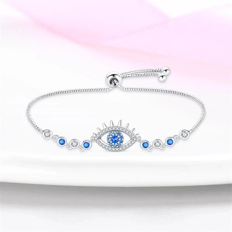 Amarante Jewelry Sparkling Blue Evil Eye Charm Bracelet