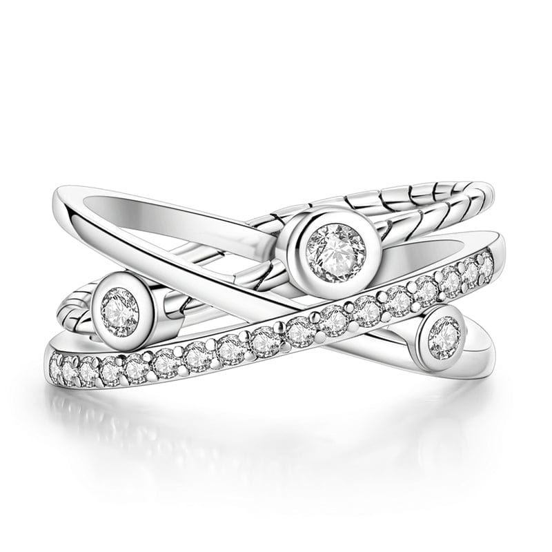 Amarante Jewelry Sparkling Halo Multi - Band Silver Ring