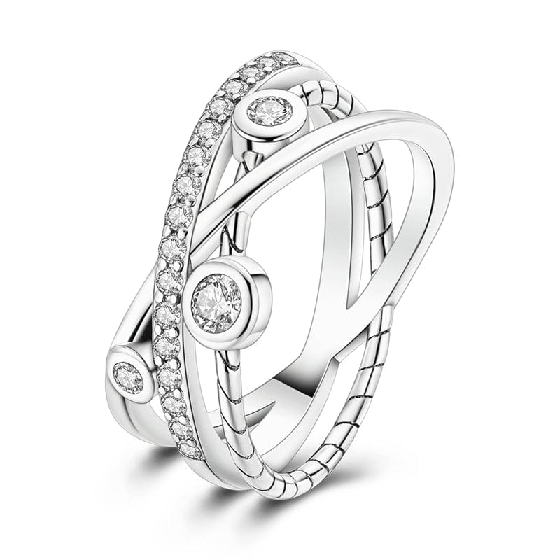 Amarante Jewelry Sparkling Halo Multi - Band Silver Ring