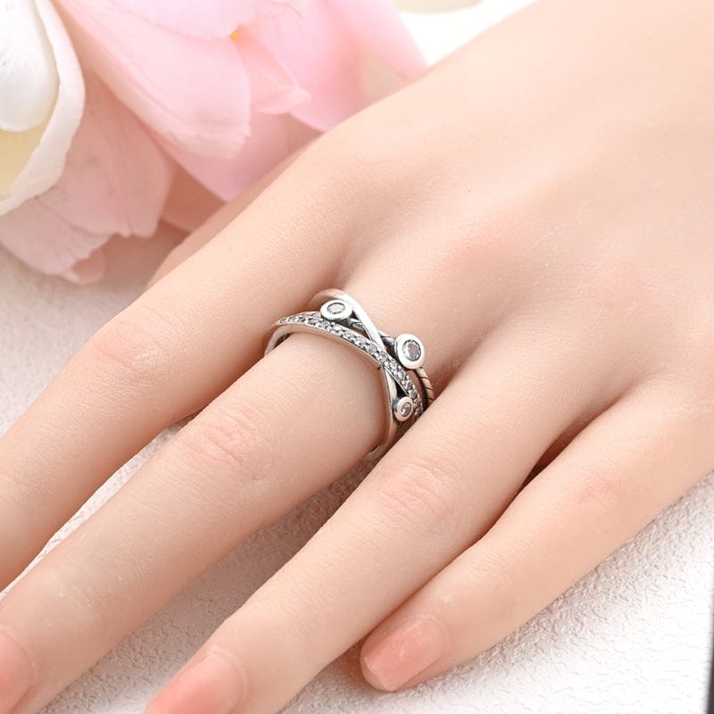 Amarante Jewelry Sparkling Halo Multi - Band Silver Ring
