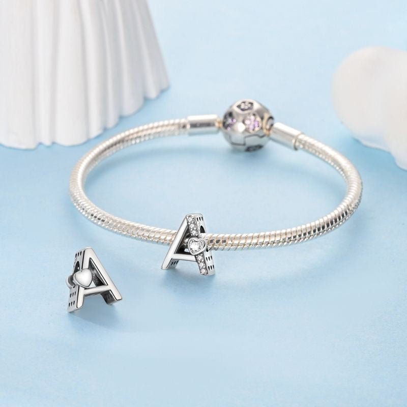 Amarante Jewelry Sparkling Heart Letter A~Z Alphabet Charm