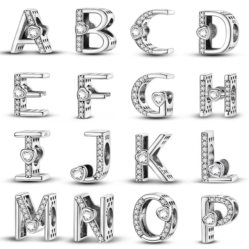 Amarante Jewelry Sparkling Heart Letter A~Z Alphabet Charm
